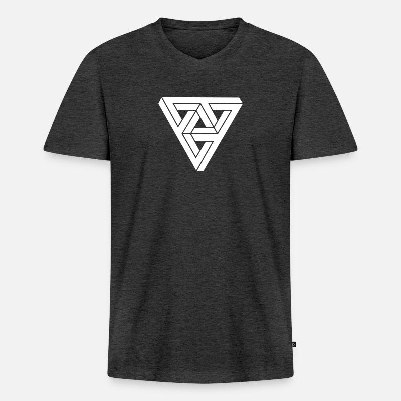 Optical illusion Triangle Minimal Shape - Männer Premium Bio T-Shirt mit V-Ausschnitt - Anthrazit meliert