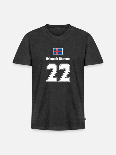 Island Trikot Nr.22 - Männer Premium Bio T-Shirt mit V-Ausschnitt - Anthrazit meliert
