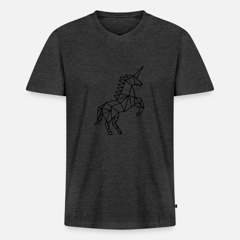 Unicorn - Männer Premium Bio T-Shirt mit V-Ausschnitt - Anthrazit meliert