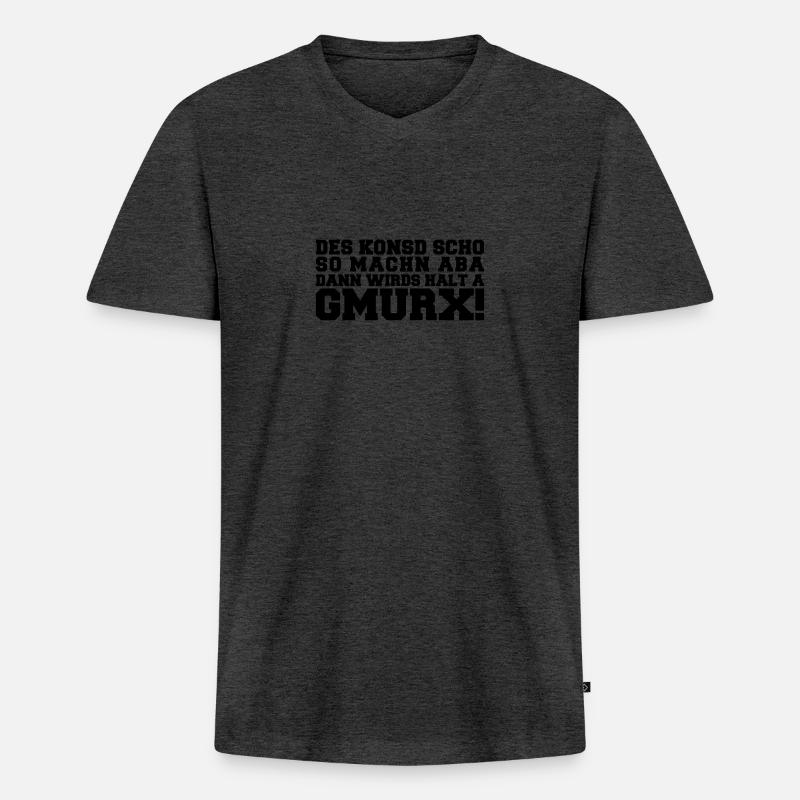 Gmurx - Handwerker - Männer Premium Bio T-Shirt mit V-Ausschnitt - Anthrazit meliert