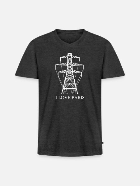 Palo della luce come satira della Torre Eiffel "I Love Paris" - Maglietta ecologica premium da uomo con scollo a V - antracite melange