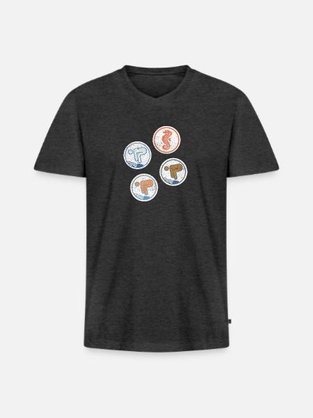 Schwimmabzeichen Seepferdchen Freischwimmer - Männer Premium Bio T-Shirt mit V-Ausschnitt - Anthrazit meliert