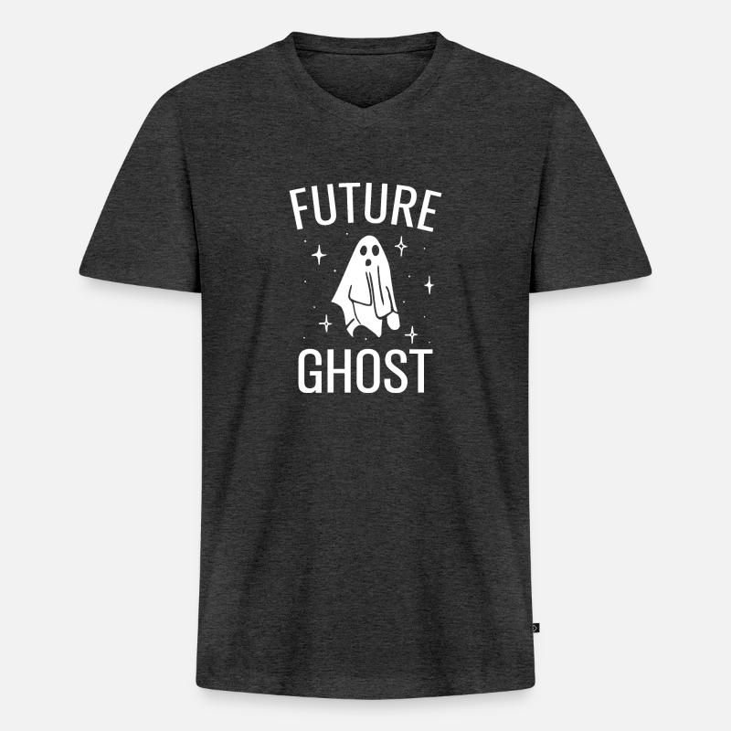 Future Ghost - Männer Premium Bio T-Shirt mit V-Ausschnitt - Anthrazit meliert