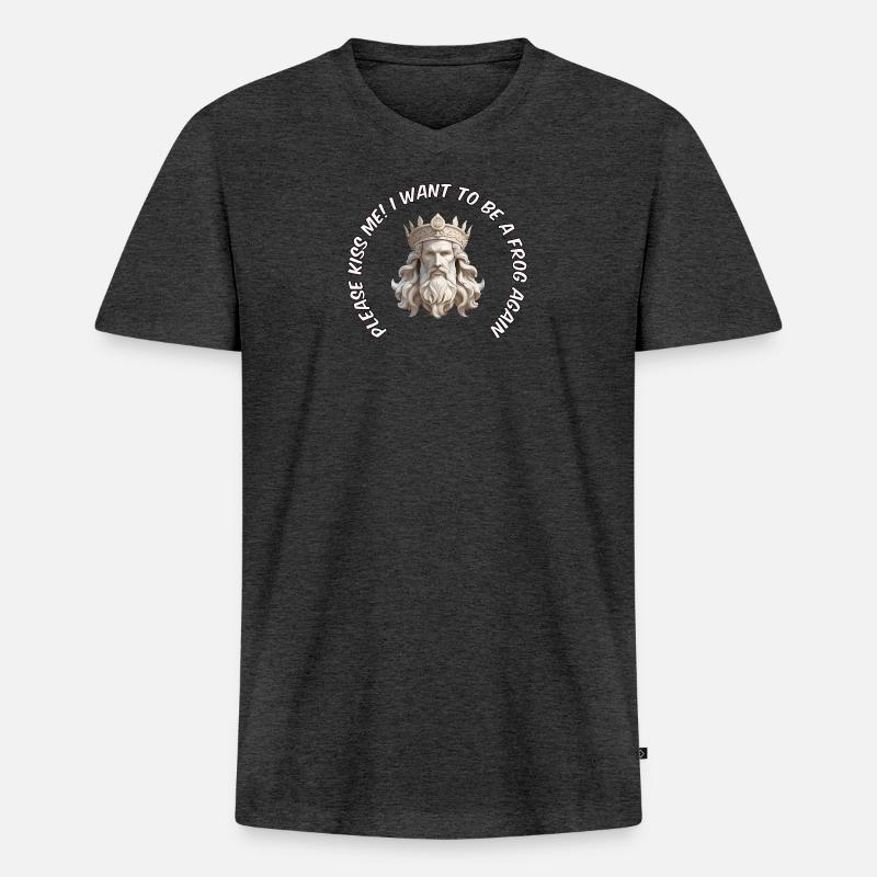 Prinz oder Frosch - Männer Premium Bio T-Shirt mit V-Ausschnitt - Anthrazit meliert