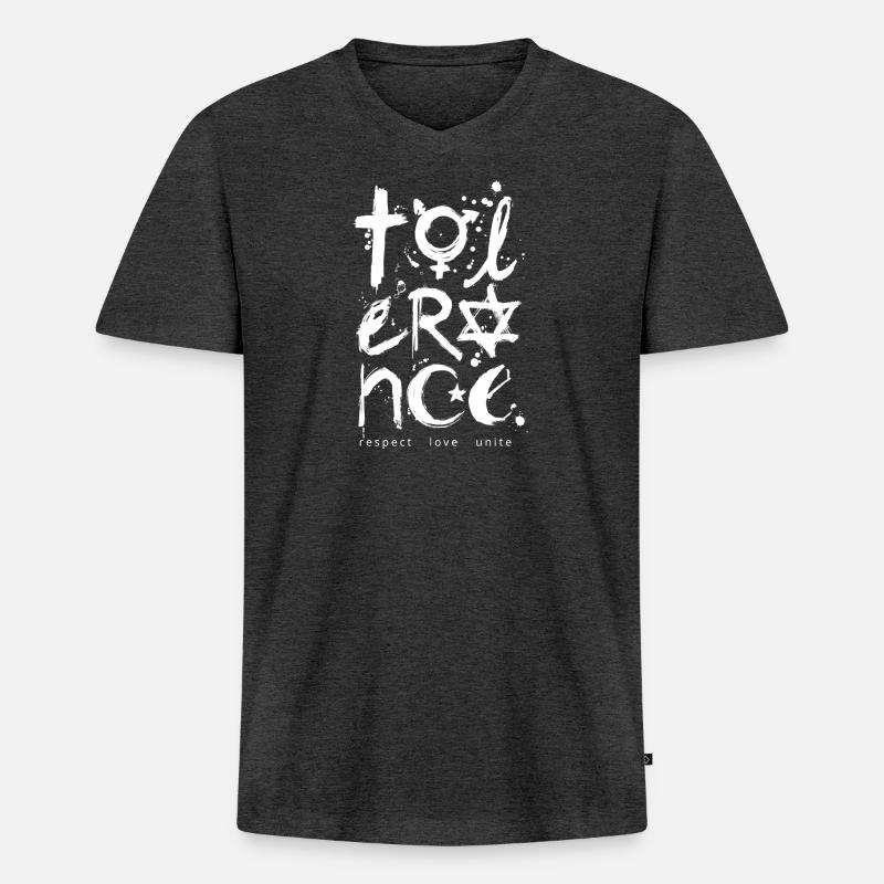 tolerance Artwork - Männer Premium Bio T-Shirt mit V-Ausschnitt - Anthrazit meliert