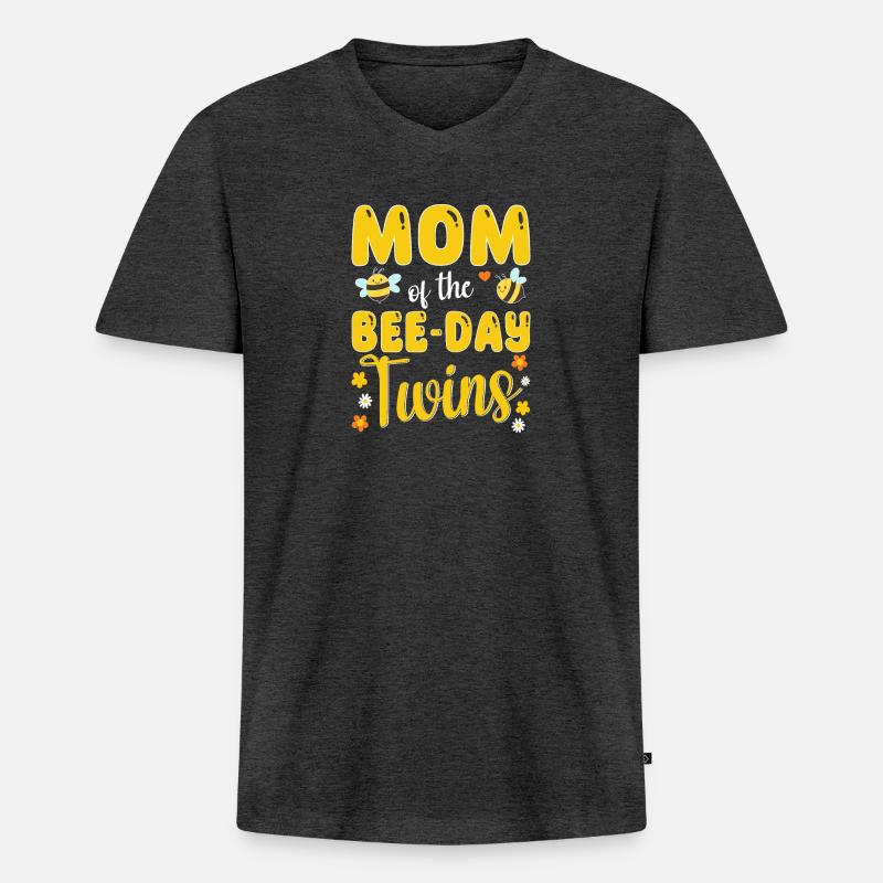 Mutter der Bee Day Zwillinge - Männer Premium Bio T-Shirt mit V-Ausschnitt - Anthrazit meliert