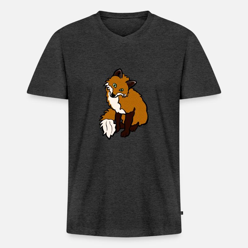 Fuchs - Männer Premium Bio T-Shirt mit V-Ausschnitt - Anthrazit meliert