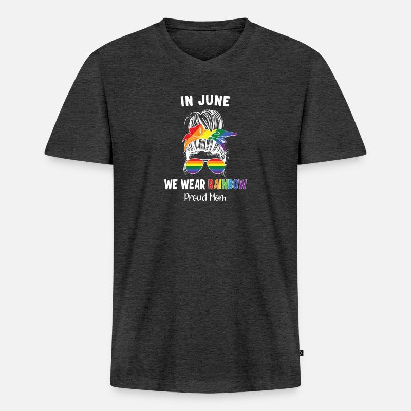 LGBT Stolze Mutter - Männer Premium Bio T-Shirt mit V-Ausschnitt - Anthrazit meliert