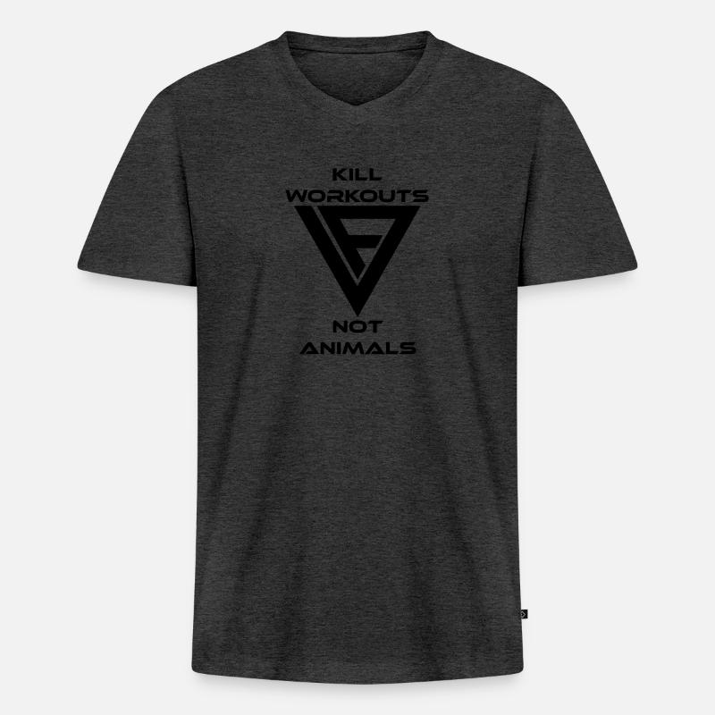 VForm Kill Workouts - Männer Premium Bio T-Shirt mit V-Ausschnitt - Anthrazit meliert