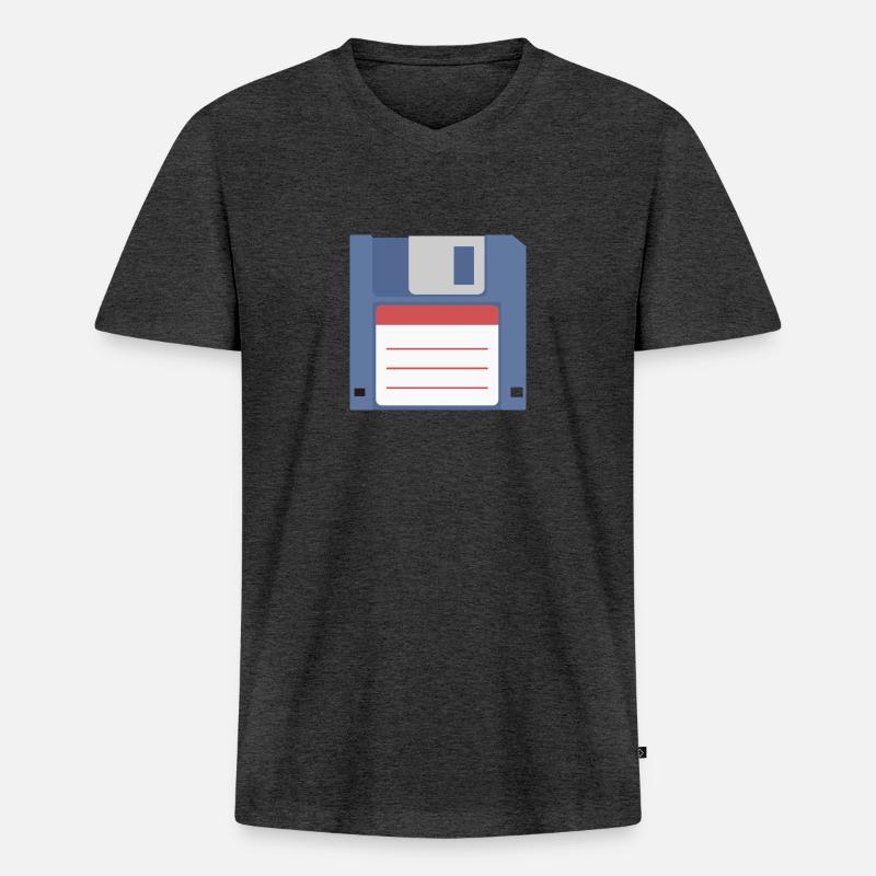 Floppy 3 5 Zoll Diskette front - Männer Premium Bio T-Shirt mit V-Ausschnitt - Anthrazit meliert