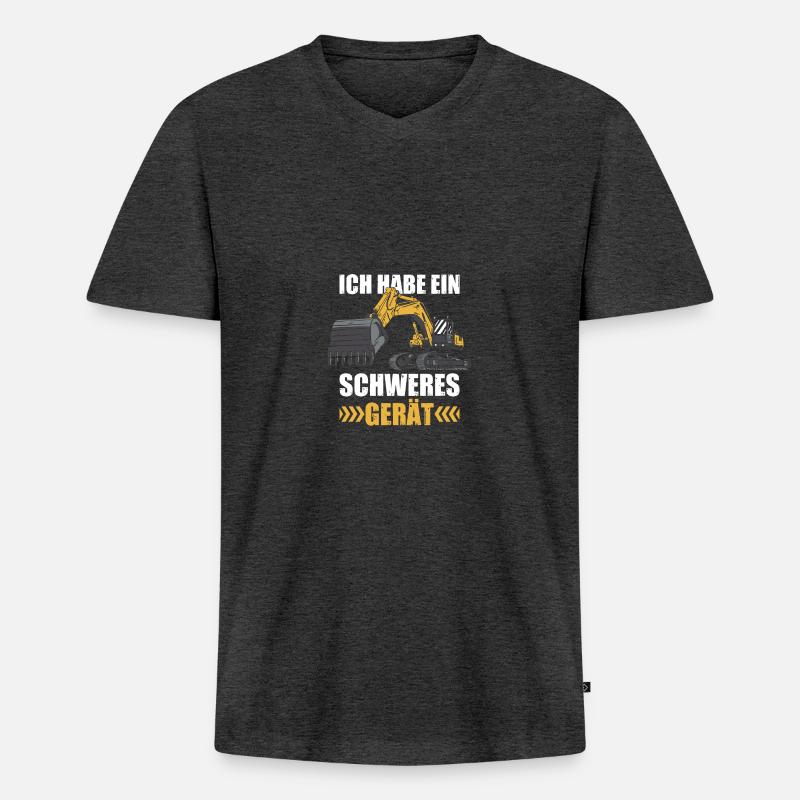 Schweres Gerät Baggerführer Baggerfahrer Bagger - Männer Premium Bio T-Shirt mit V-Ausschnitt - Anthrazit meliert