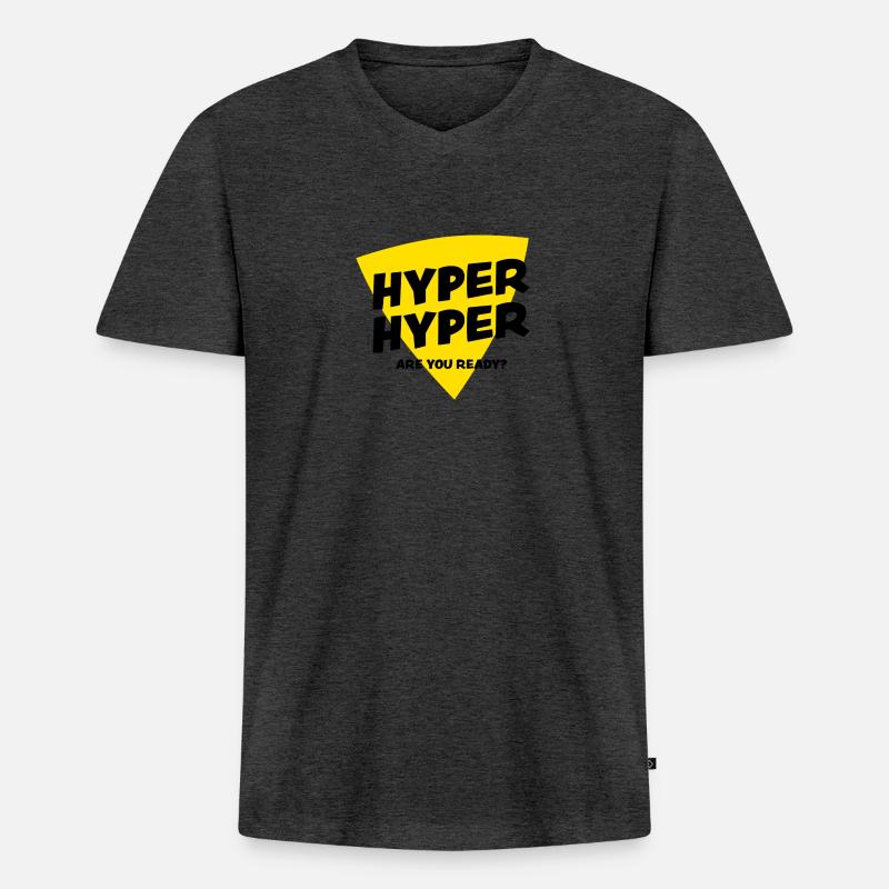 HYPER HYPER Are you ready? - Männer Premium Bio T-Shirt mit V-Ausschnitt - Anthrazit meliert