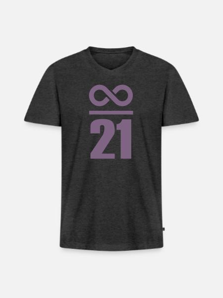 Infinite by 21 million Bitcoin - Men's Premium Organic T-shirt with V-neck - heather anthracite
