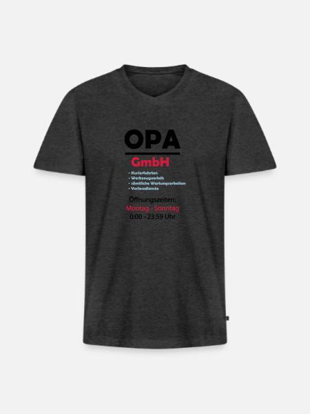 opa gmbh 02 - Männer Premium Bio T-Shirt mit V-Ausschnitt - Anthrazit meliert