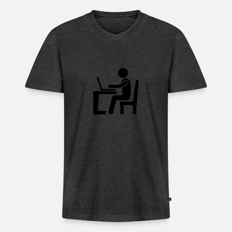 computer work - Männer Premium Bio T-Shirt mit V-Ausschnitt - Anthrazit meliert
