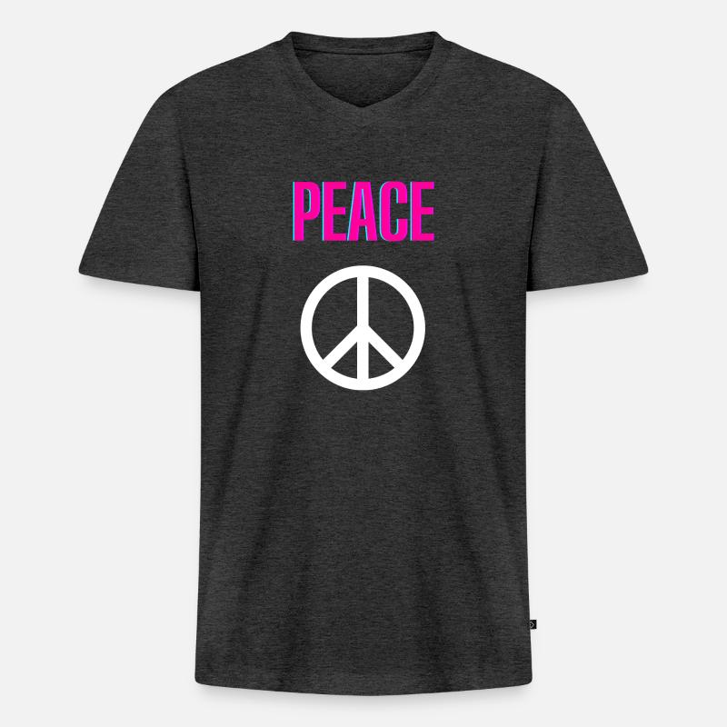 Peace - Delay - Front only - Männer Premium Bio T-Shirt mit V-Ausschnitt - Anthrazit meliert