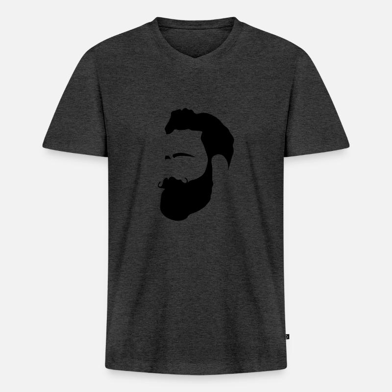 Mann mit Bart - Männer Premium Bio T-Shirt mit V-Ausschnitt - Anthrazit meliert