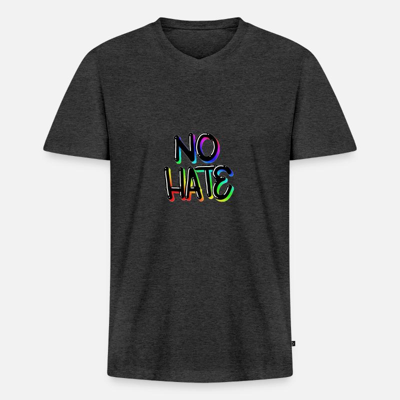 No Hate - Männer Premium Bio T-Shirt mit V-Ausschnitt - Anthrazit meliert