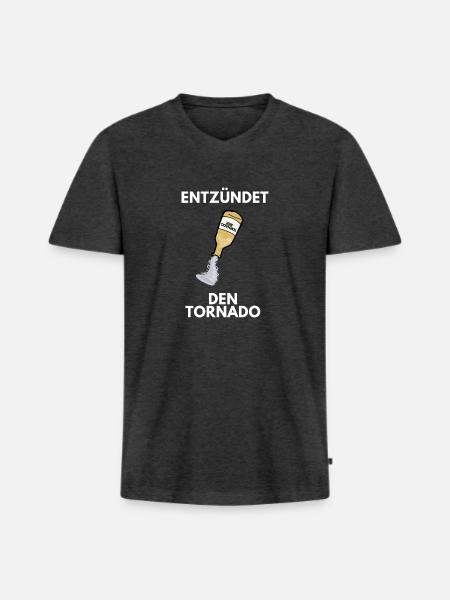 Entzündet den Tornado - Männer Premium Bio T-Shirt mit V-Ausschnitt - Anthrazit meliert