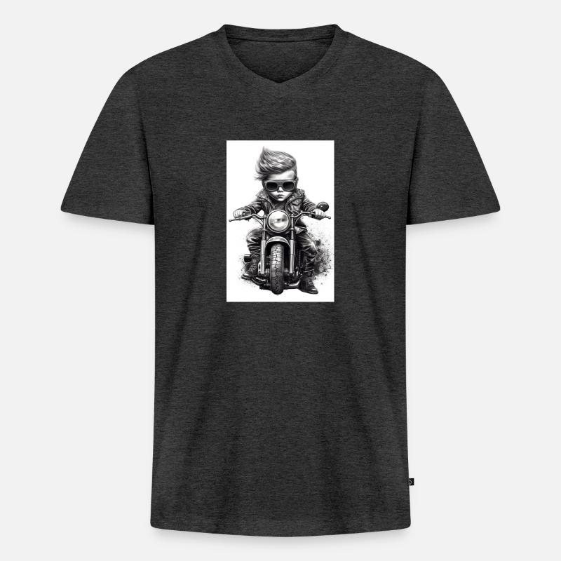 Junior Biker - Männer Premium Bio T-Shirt mit V-Ausschnitt - Anthrazit meliert