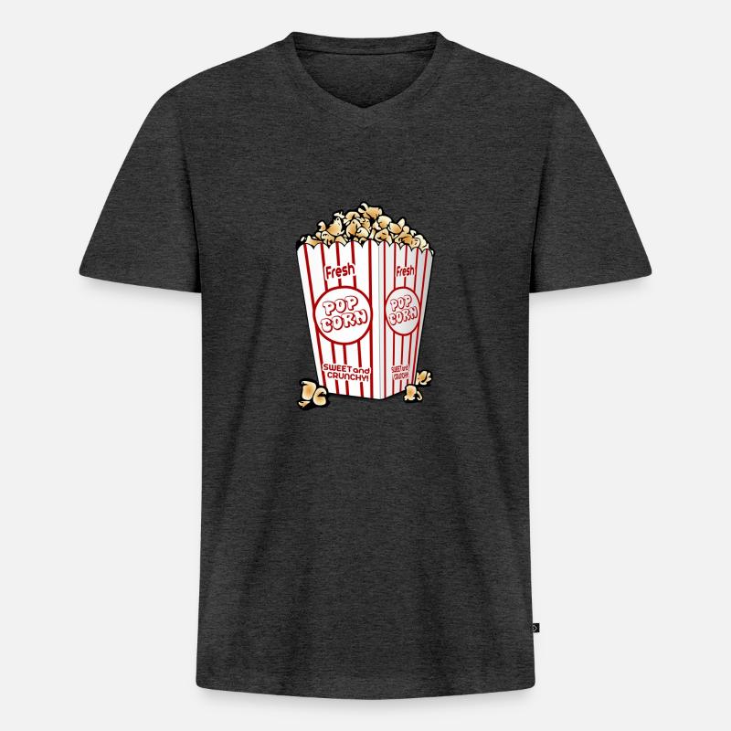 Popcorn. Geschenkidee - Männer Premium Bio T-Shirt mit V-Ausschnitt - Anthrazit meliert