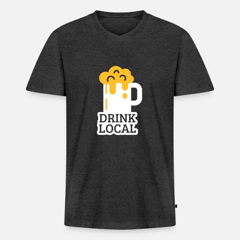 drink local - Männer Premium Bio T-Shirt mit V-Ausschnitt - Anthrazit meliert