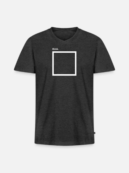 Trash Asset - think. [white] - Männer Premium Bio T-Shirt mit V-Ausschnitt - Anthrazit meliert
