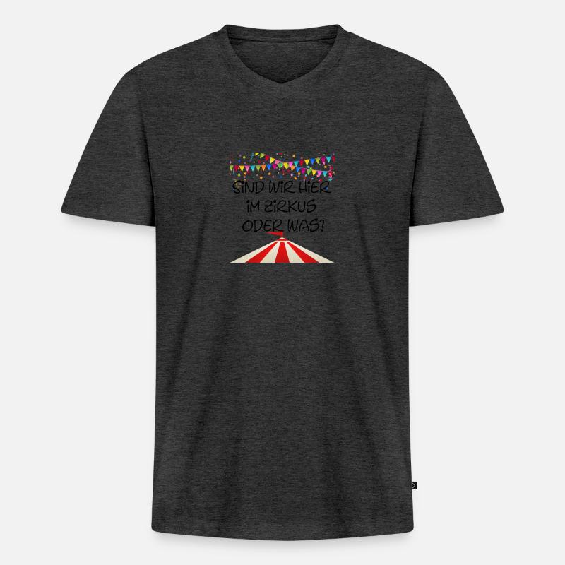 zirkus oder was - Männer Premium Bio T-Shirt mit V-Ausschnitt - Anthrazit meliert