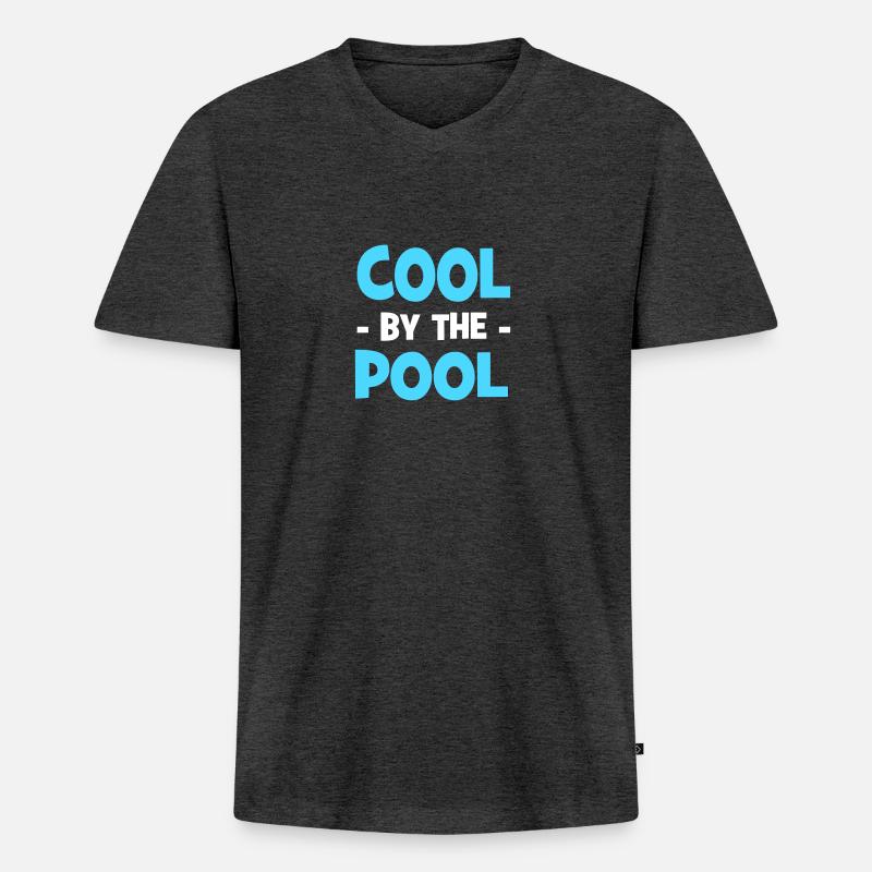 cool by the pool - Männer Premium Bio T-Shirt mit V-Ausschnitt - Anthrazit meliert