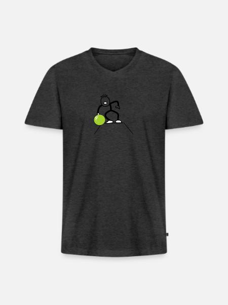 Bowler, Bowling - Männer Premium Bio T-Shirt mit V-Ausschnitt - Anthrazit meliert