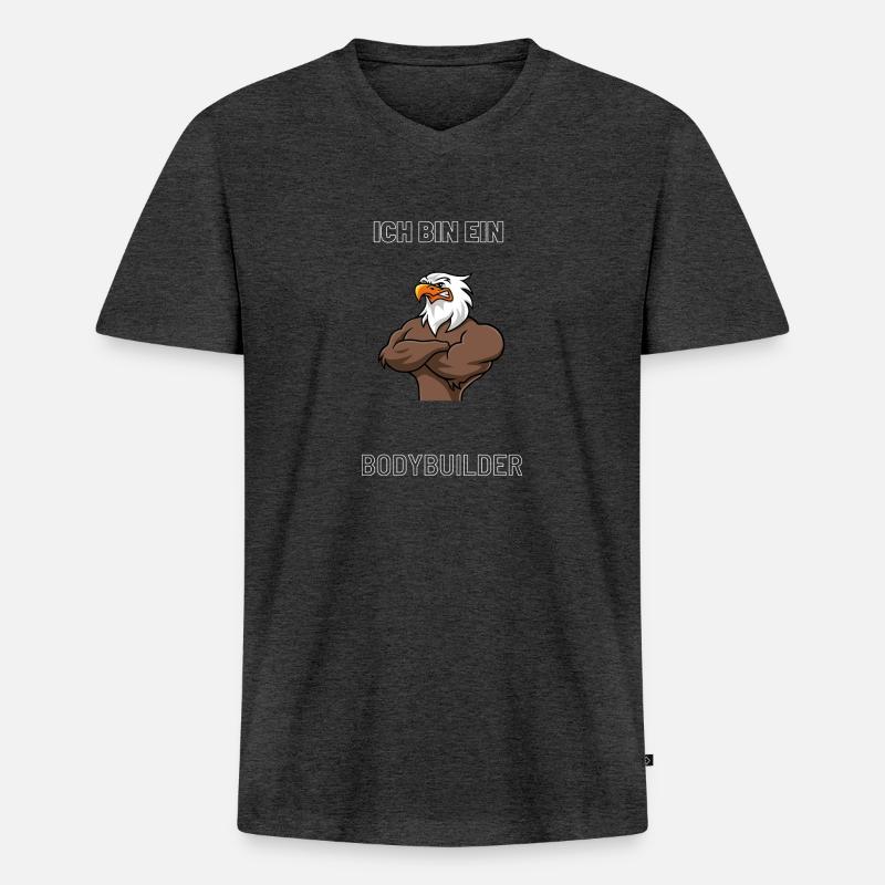 ICH BIN EIN BODYBUILDER - Männer Premium Bio T-Shirt mit V-Ausschnitt - Anthrazit meliert