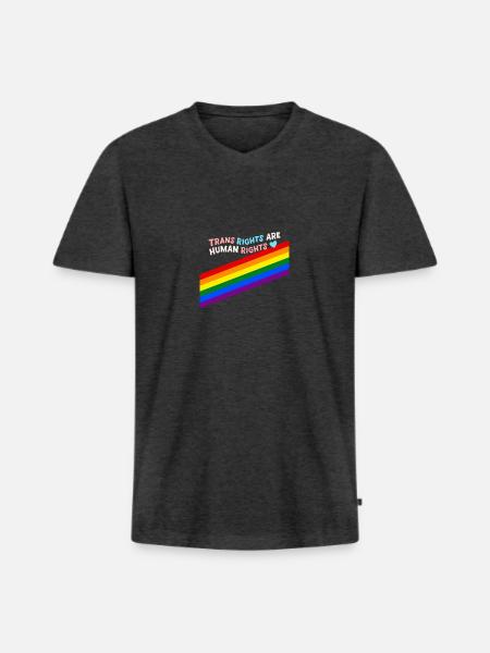 Trans Rights are Human Rights - Männer Premium Bio T-Shirt mit V-Ausschnitt - Anthrazit meliert