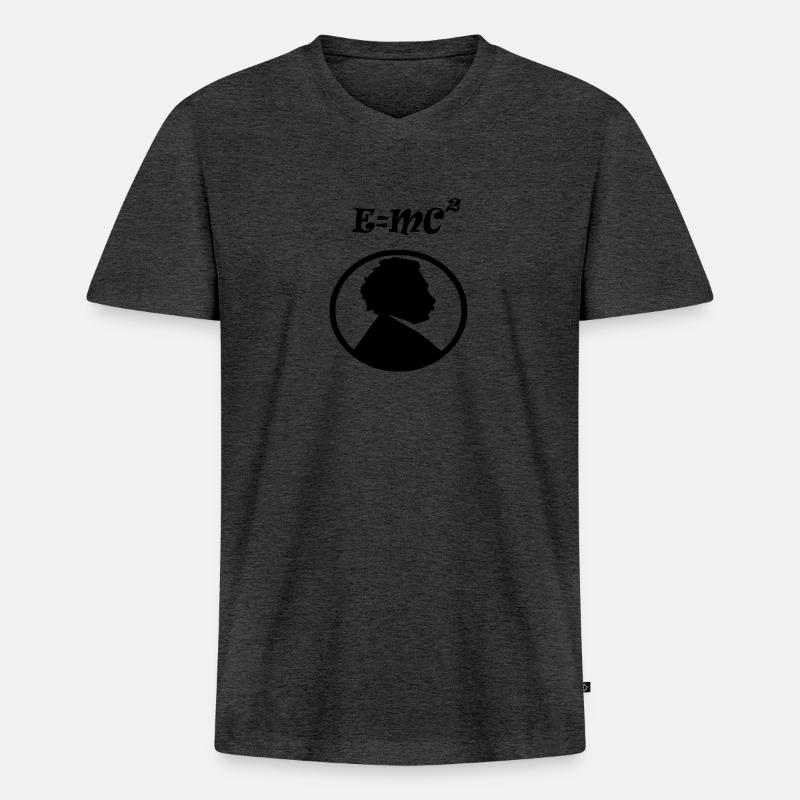 e mc2 - Männer Premium Bio T-Shirt mit V-Ausschnitt - Anthrazit meliert