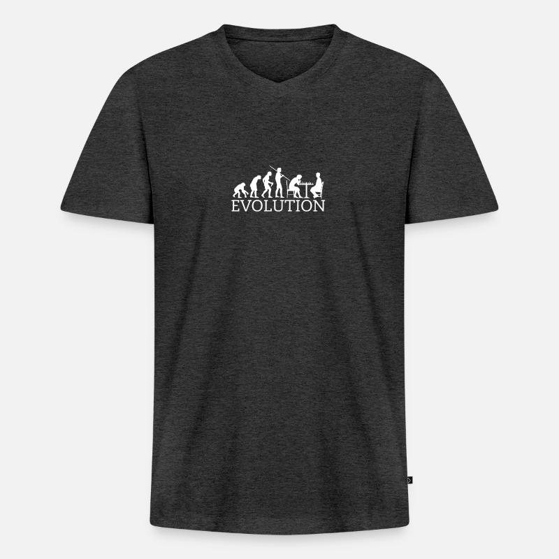 Chess - Evolution - Männer Premium Bio T-Shirt mit V-Ausschnitt - Anthrazit meliert
