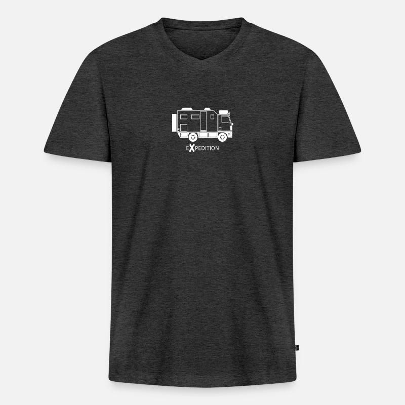 Expedition X - Männer Premium Bio T-Shirt mit V-Ausschnitt - Anthrazit meliert