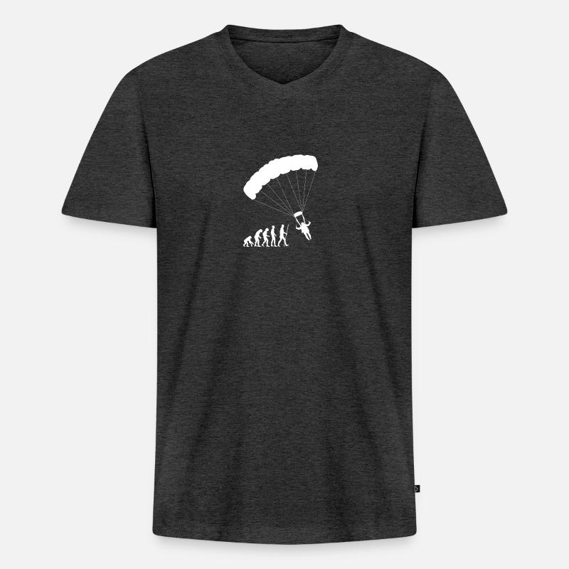 Evolution Paraglider - Männer Premium Bio T-Shirt mit V-Ausschnitt - Anthrazit meliert