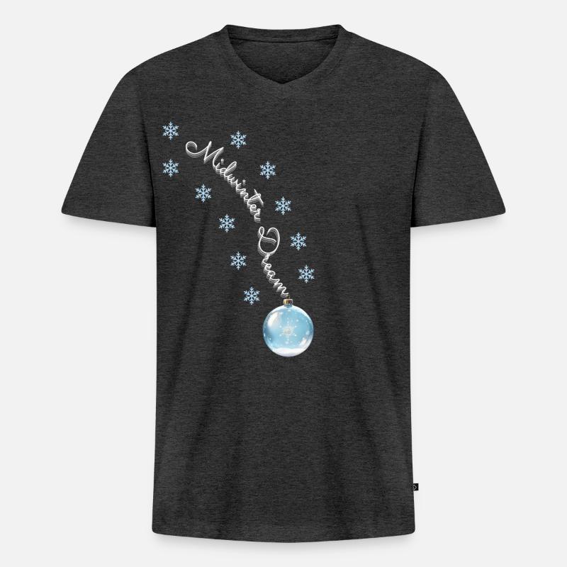 Winter Dreams - Magische Weihnachtskugel - Männer Premium Bio T-Shirt mit V-Ausschnitt - Anthrazit meliert