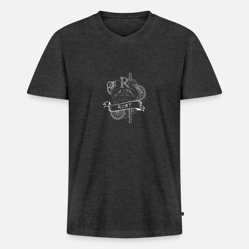 langage de programmation rust - T-shirt encolure en V Premium bio Homme - anthracite chiné