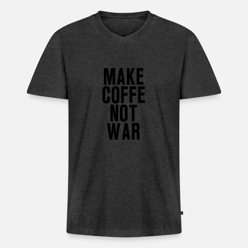 Make coffee not war - Männer Premium Bio T-Shirt mit V-Ausschnitt - Anthrazit meliert