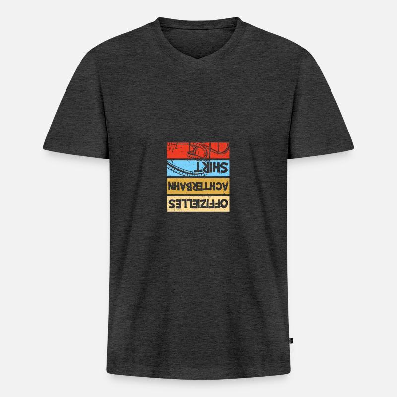 Achterbahn Freak Freizeitpark Rollercoaster - Männer Premium Bio T-Shirt mit V-Ausschnitt - Anthrazit meliert