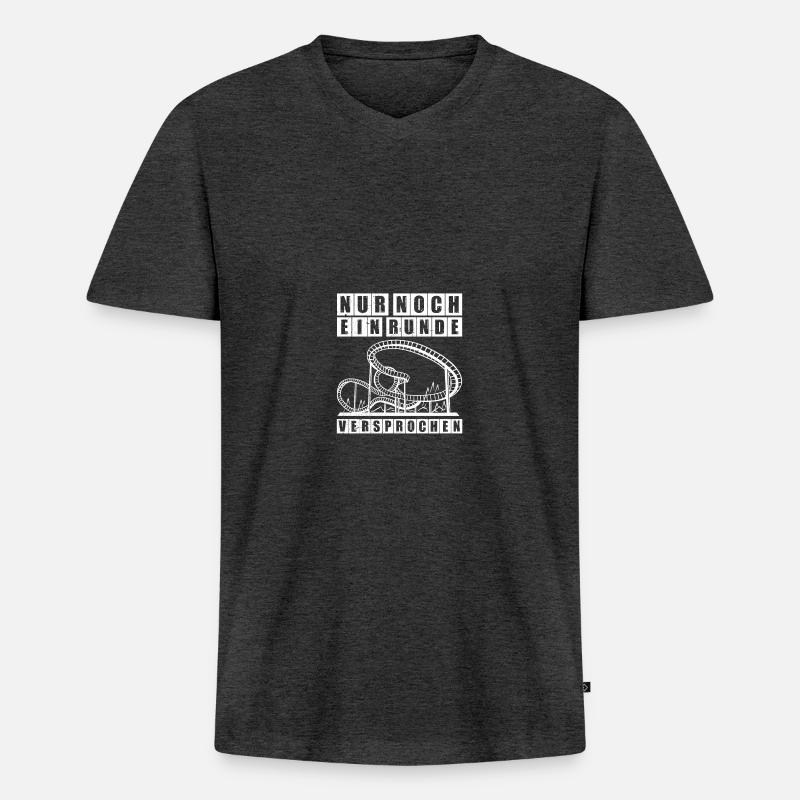 Eine Runde Freizeitpark Rollercoaster Achterbahn - Männer Premium Bio T-Shirt mit V-Ausschnitt - Anthrazit meliert