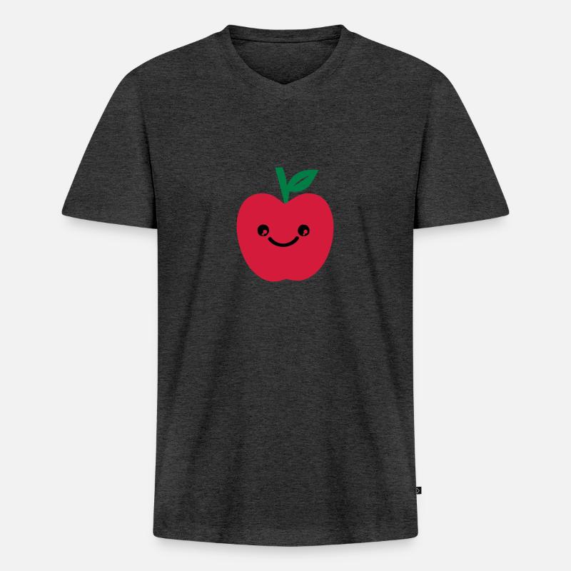 apfel smile - Männer Premium Bio T-Shirt mit V-Ausschnitt - Anthrazit meliert