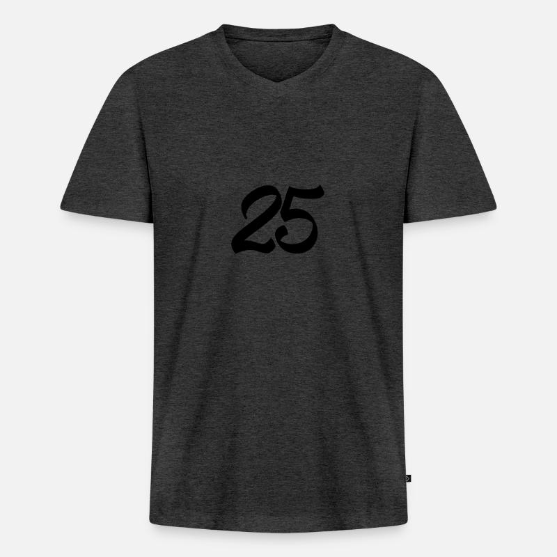 25 - Männer Premium Bio T-Shirt mit V-Ausschnitt - Anthrazit meliert