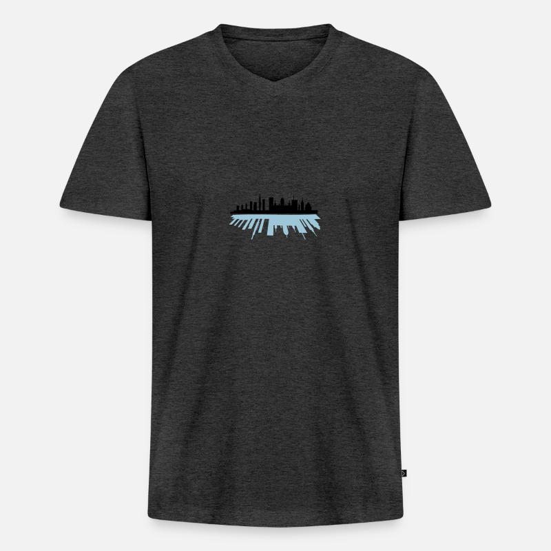 city skyline - Männer Premium Bio T-Shirt mit V-Ausschnitt - Anthrazit meliert