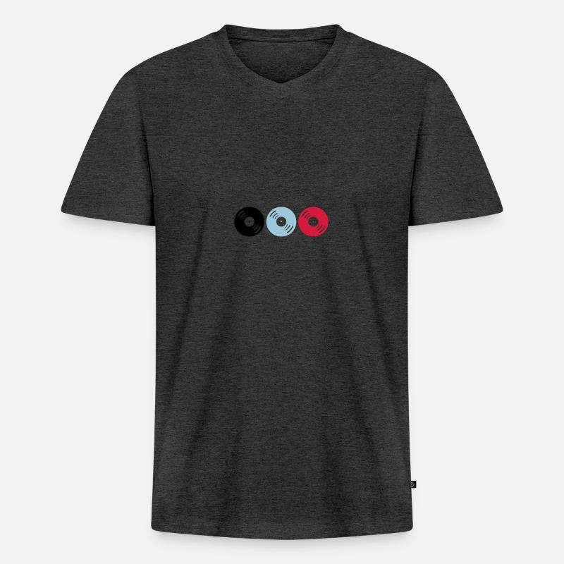 schallplatten 02 - Männer Premium Bio T-Shirt mit V-Ausschnitt - Anthrazit meliert