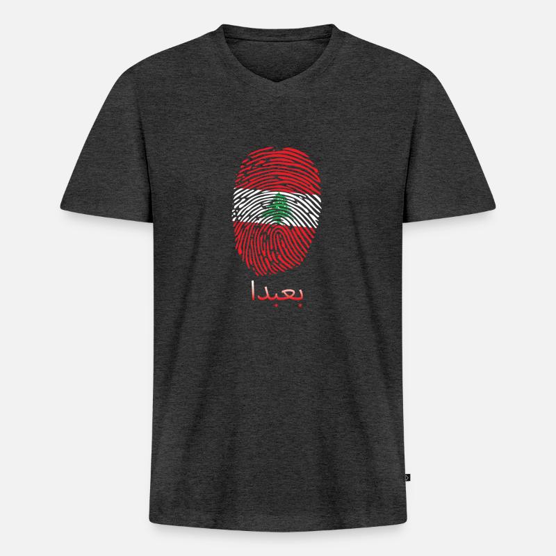 BAABDA Libanese Libanon Libanesin Libanesisch - Männer Premium Bio T-Shirt mit V-Ausschnitt - Anthrazit meliert