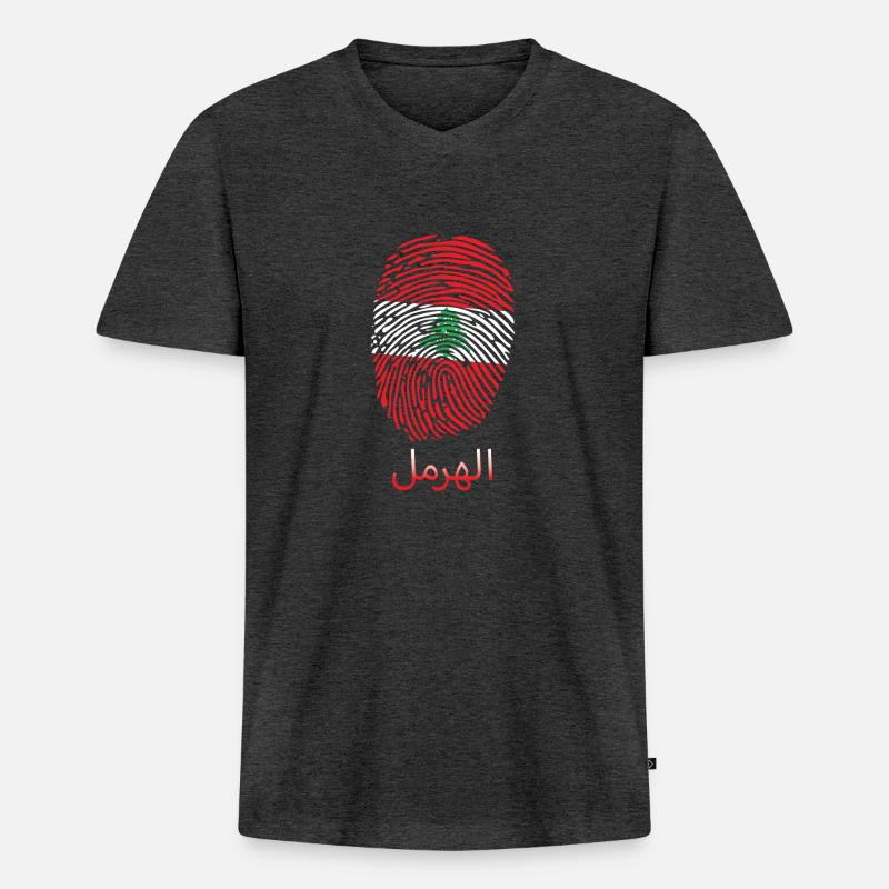 HERMEL Libanese Libanon Libanesin Libanesisch - Männer Premium Bio T-Shirt mit V-Ausschnitt - Anthrazit meliert