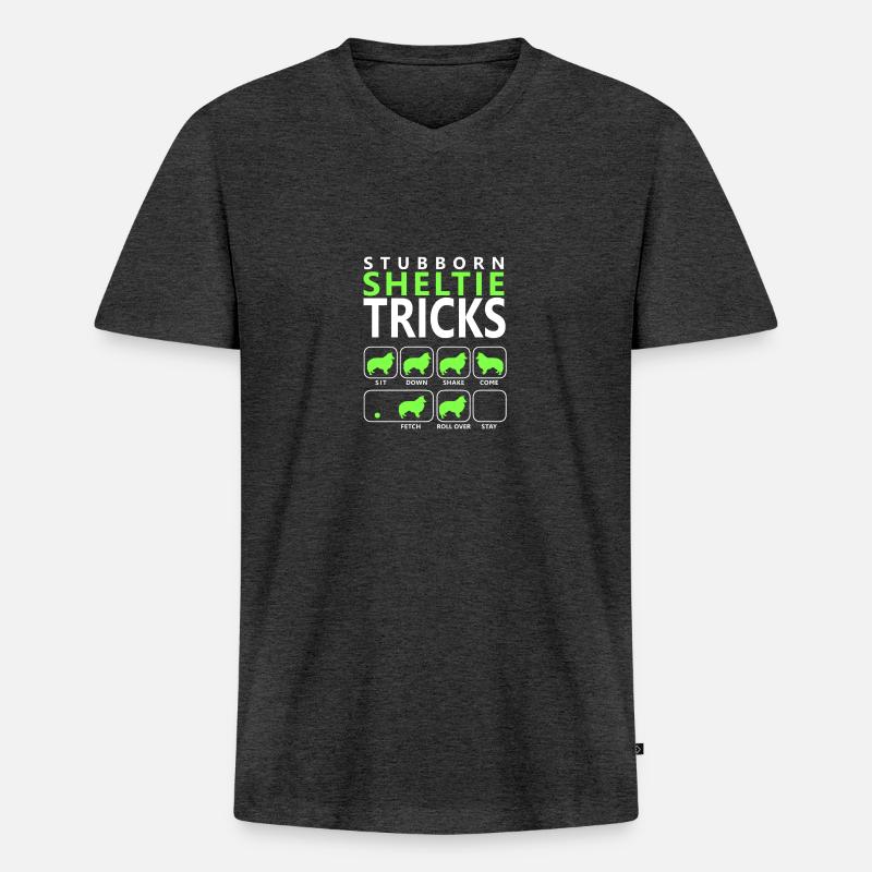 Hartnäckige Sheltie-Tricks - Männer Premium Bio T-Shirt mit V-Ausschnitt - Anthrazit meliert