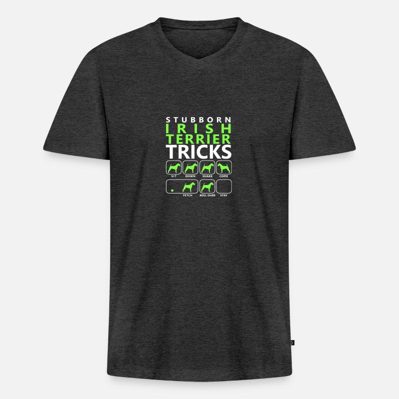 Hartnäckige Irish Terrier Tricks - Männer Premium Bio T-Shirt mit V-Ausschnitt - Anthrazit meliert