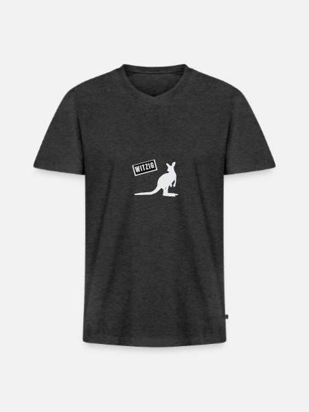Känguru. Witzig. - Männer Premium Bio T-Shirt mit V-Ausschnitt - Anthrazit meliert